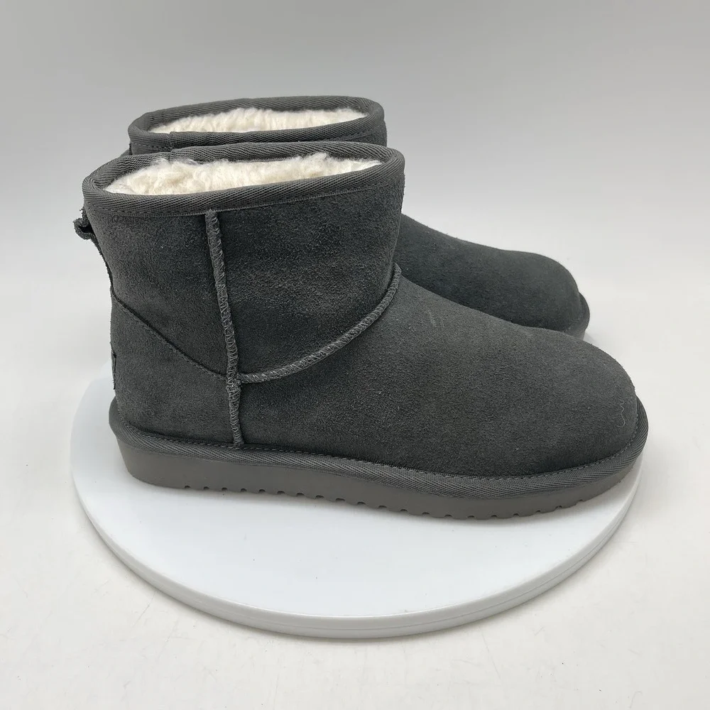 Koolaburra by UGG Mini‎ II Boots Womens 5 Gray Suede Short Fur Lined Shoes